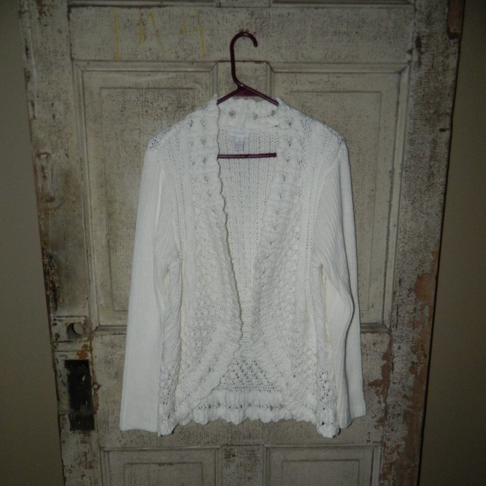 Chico's Knit Open Front Cardigan Sweater Size 3 (LL-11)